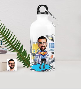 BK Gift Kişiye Özel Bay Doktor Karikatürlü Metal Suluk 500 Ml 2