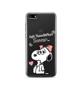 Snoopy Tasarımlı Süper Şeffaf Silikon Telefon Kılıfı Huawei Y5 2018