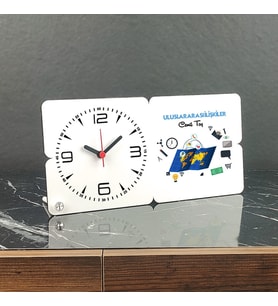 Uluslararası İlişkiler Ahşap Masa Saati