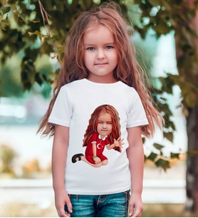BK Gift Kişiye Özel Kız Çocuk Karikatürlü Beyaz T-Shirt-2 (Beyaz)