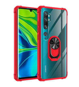 Xiaomi Mi Note 10 Lite Kılıf Mola Kenar ve Yüzük Kısımları Renkli (Kırmızı)