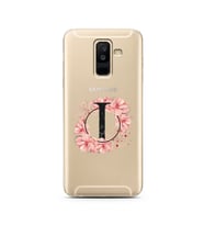 Pembe Çiçekli Harf Tasarım Süper Şeffaf Silikon Telefon Kılıfı Samsung A6 Plus I