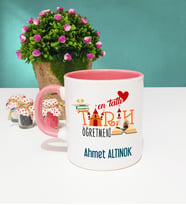 Mesajlı Tarih Öğretmeni Kupa Bardak Pembe