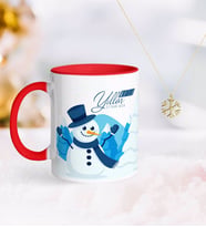 BK Gift Kişiye Özel Yılbaşı Mutlu Yıllar Kırmızı Kupa ve Kar Tanesi Kolye-21 (Model 1)