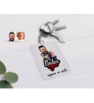 BK Gift Kişiye Özel Baba Oğul Karikatürlü Şeffaf Pleksi Anahtarlık-4 (Beyaz)