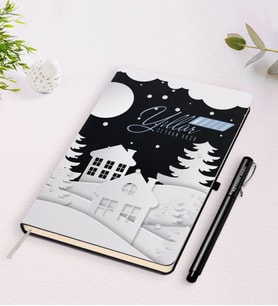 BK Gift Kişiye Özel İsimli Yılbaşı Mutlu Yıllar Siyah Defter ve Kalem Hediye Seti-23 (Model 1)