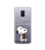 Snoopy Tasarımlı Süper Şeffaf Silikon Telefon Kılıfı Samsung A8 (2018)  