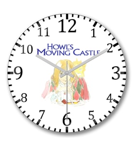 Howls Moving Castle Duvar Saati Bombeli Gercek Cam