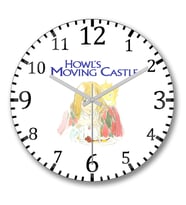 Howls Moving Castle Duvar Saati Bombeli Gercek Cam