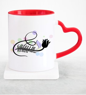 BK Gift Kişiye Özel Mesleki Güzellik Uzmanı Kırmızı Kalpli Kupa Bardak  1