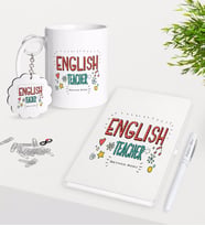 BK Gift Kişiye Özel İngilizce Öğretmeni Kupa Anahtarlık Beyaz Defter Kalem Hediye Seti-5 (Model 1)