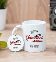 Yönetici Asistanı Beyaz Kupa Bardak Ve Anahtarlık Set