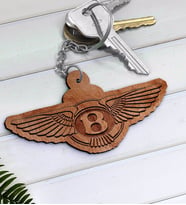 Bentley Logolu Ahşap Anahtarlık-1 (Beyaz)