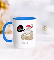 BK Gift Kişiye Özel Noel Baba Mavi Kupa ve Kar Tanesi Kolye-4 (Model 1)