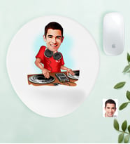 BK Gift Kişiye Özel Bay DJ Karikatürlü Bilek Destekli Mouse Pad (Beyaz)