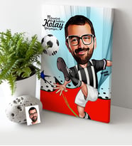 BK Gift Kişiye Özel Bay Futbolcu Siyah Beyaz Karikatür Kanvas Tablo 30x50cm 1