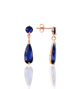 Söğütlü Silver Gümüş rose safir taşlı damla modeli küpe