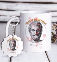 BK Gift Kişiye Özel Felsefe Öğretmeni Beyaz Kupa ve Anahtarlık Hediye Seti-1 (Model 1)