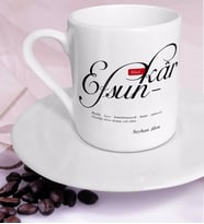 BK Gift Kişiye Özel Mânâ Efsunkâr Türk Kahvesi Fincanı (Beyaz)