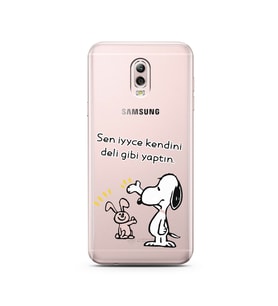 Snoopy Tasarımlı Süper Şeffaf Silikon Telefon Kılıfı Samsung C8 
