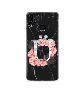 Mermer Çiçekli Harf Tasarım Süper Şeffaf Silikon Telefon Kılıfı Samsung A10s Ü-H