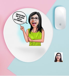 BK Gift Kişiye Özel Bayan Kolay Yetişmiyor Karikatürlü Bilek Destekli Mouse Pad-5 (Beyaz)