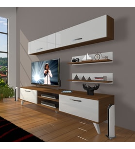 Decoraktiv Eko 5 Mdf Dvd Retro Tv Ünitesi Tv Sehpası (Beyaz - Kahverengi)