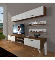 Decoraktiv Eko 5 Mdf Dvd Retro Tv Ünitesi Tv Sehpası (Beyaz - Kahverengi)