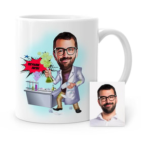 BK Gift Kişiye Özel Kimya Mühendisi Karikatür Beyaz Kupa Bardak  1
