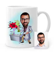 BK Gift Kişiye Özel Kimya Mühendisi Karikatür Beyaz Kupa Bardak  1