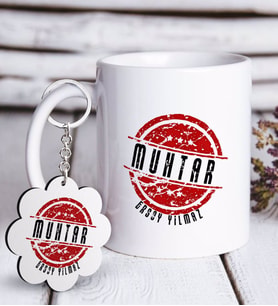 BK Gift Kişiye Özel Mesleki Muhtar Beyaz Kupa ve Anahtarlık Hediye Seti-1 (Model 1)