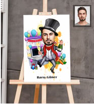 Kişiye Özel Yılbaşı Erkek Karikatürlü Ahşap Tablo 30x47 Model-8