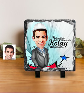 BK Gift Kişiye Özel Bay Mühendis Karikatürlü Dekoratif Doğal Taş  1