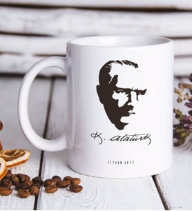 BK Gift Kişiye Özel Atatürk Temalı Beyaz Kupa Bardak-23