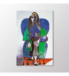 Arty Tablo Sitting Woman With Gree Scarf Tablo (Karışık)