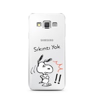 Snoopy Tasarımlı Süper Şeffaf Silikon Telefon Kılıfı Samsung A3 (2015)