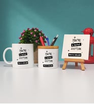 You Are A Limited Edition Kupa Bardak Kalemlik ve Dekoratif Taş Baskı Hediye Seti
