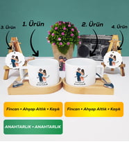 İkili Sevgiliye Hediye Bir Ömür Sevgililer Günü Hediyesi Kısa Kupa Bardak Anahtarlık Hediye Seti
