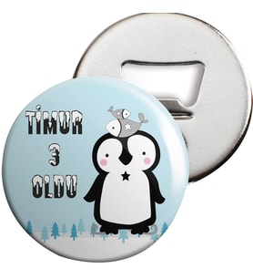 Balıklı Penguen Konsept Açacaklı Magnet Kişiye Özel