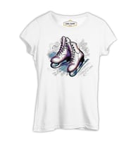 Buz Pateni Beyaz Kadın Tshirt