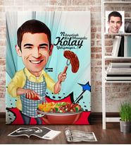 BK Gift Kişiye Özel Bay Mangalcı Karikatür Kanvas Tablo 70x100cm 1