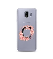 Pembe Çiçekli Harf Tasarım Süper Şeffaf Silikon Telefon Kılıfı Samsung J4 Ç-Harf