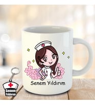 İsme ve Hemşireler Gününe Özel Kupa Bardak ve Anahtarlık - 4