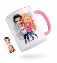 BK Gift Kişiye Özel Sevgililer Karikatürlü Pembe Kupa Bardak-5