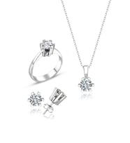 Swarovski Taşlı " TEK TAŞ " Model Tasarım Gümüş Set