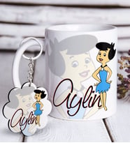BK Gift Kişiye Özel Betty Rubble Beyaz Kupa ve Anahtarlık Hediye Seti (Model 1)