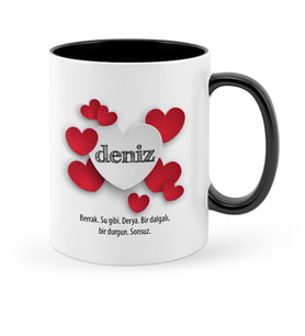 BK Gift Kişiye Özel Sevgili İsim Anlamı Siyah Kupa Bardak  1
