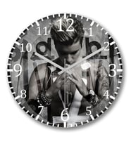 Justin Bieber Duvar Saati Bombeli Gercek Cam