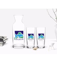 BK Gift Kişiye Özel Renkli Baskılı Balıkesir Tasarımlı Turistik İkili Rakı Bardağı ve Karaf Hediye Seti-1 (Model 1)