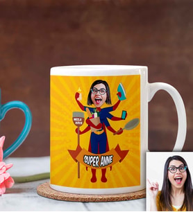 BK Gift Kişiye Özel Anneler Günü Temalı Karikatürlü Beyaz Kupa Bardak B2
